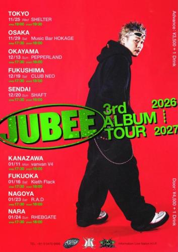  JUBEE 3rd ALBUM TOUR 2026-2027 福島公演
